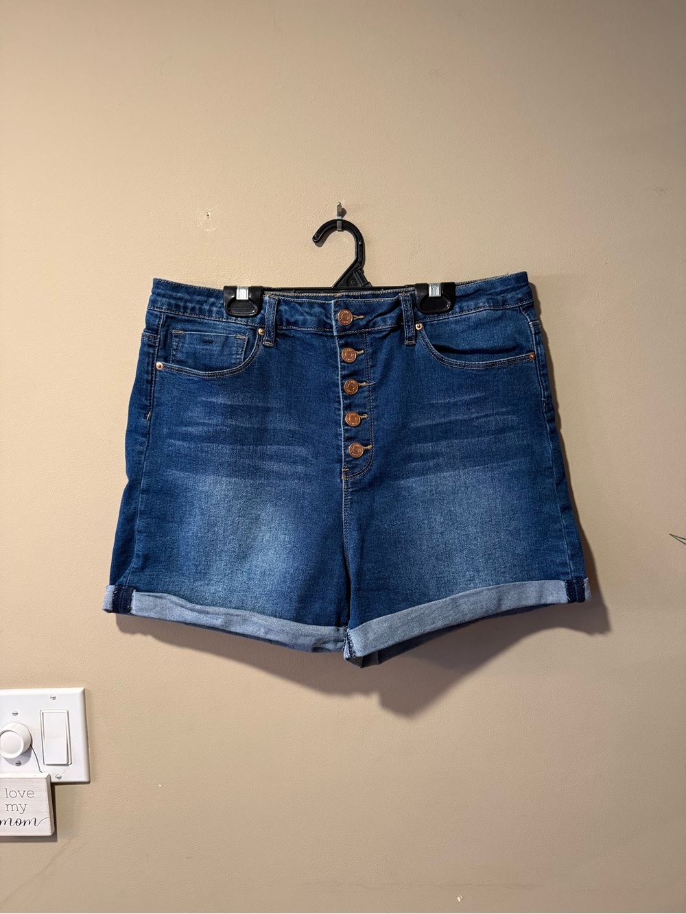 YMI High Rise Button-Fly Denim Shorts - Picture 5 of 9